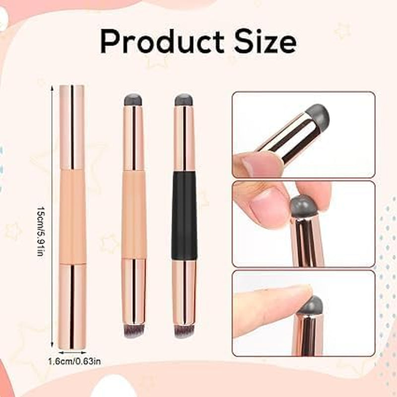 2PCS Silicone Lip & Concealer Brush Set – Reusable Double-Ended Applicators for Lipstick, Gloss, Balm & Blending