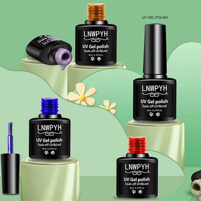 All-in-One Nail Gel Polish Kit with UV Lamp – Soak Off Gel Nail Set for DIY Manicure & Nail Art