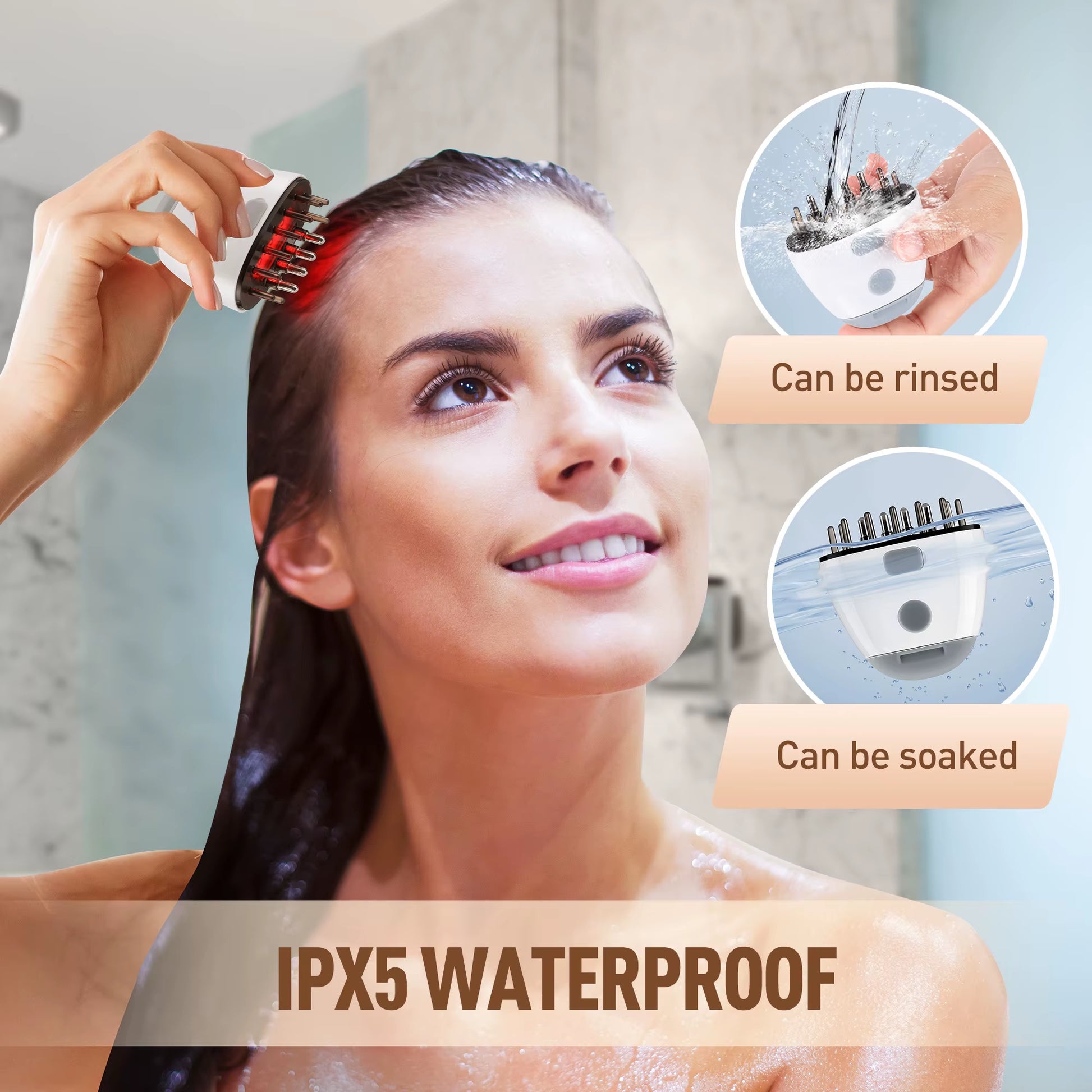 Red Light Therapy Hair Growth Comb – Electric Vibration Scalp Massager with Liquid Applicator