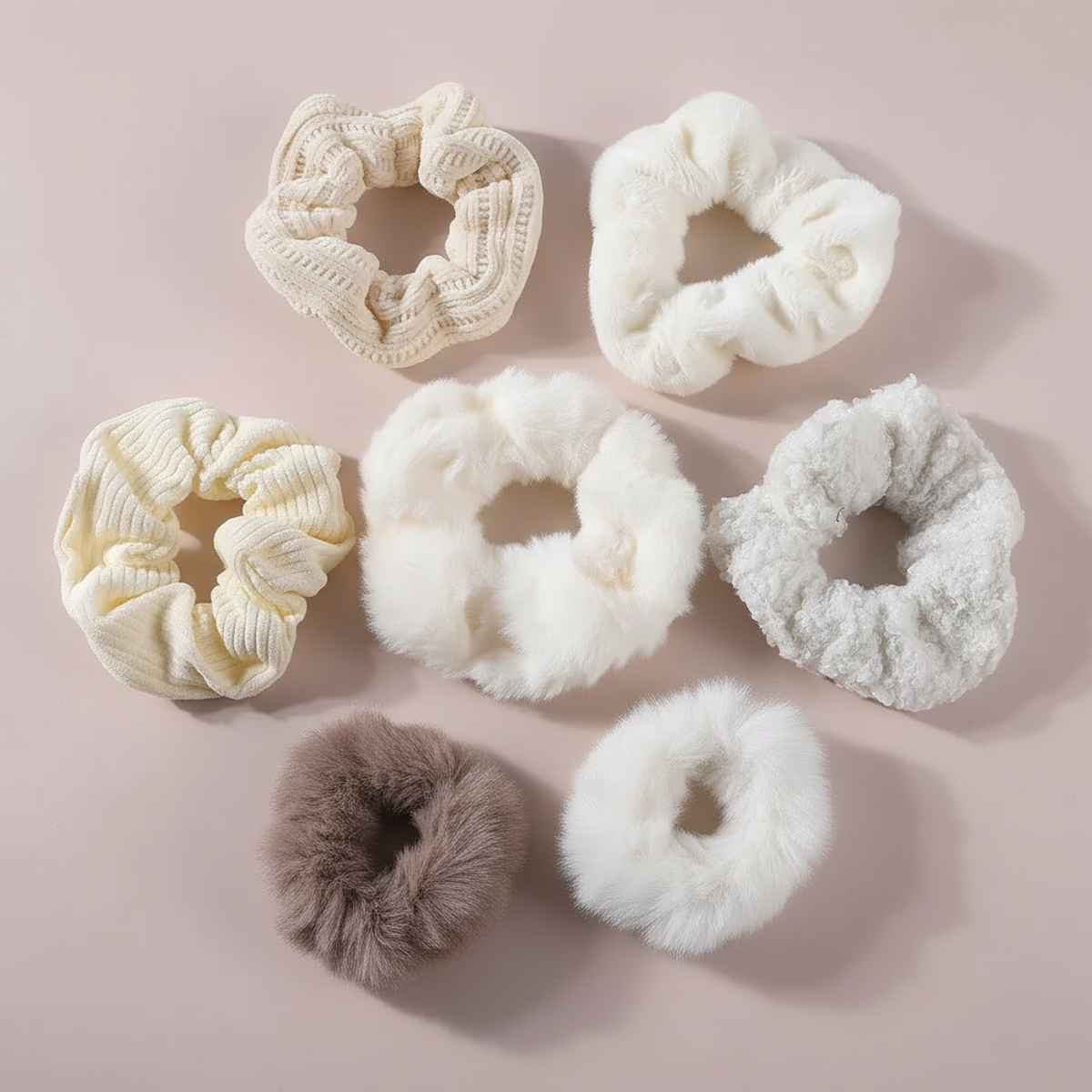 7-Piece Plush Hair Scrunchies Set – Soft Hair Ties for Women & Girls perfect for Winter