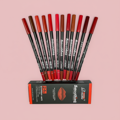 12 Pcs Long-Lasting Lipstick Set with Professional Lip Liner Pencil and Matte Lip Gloss for Women