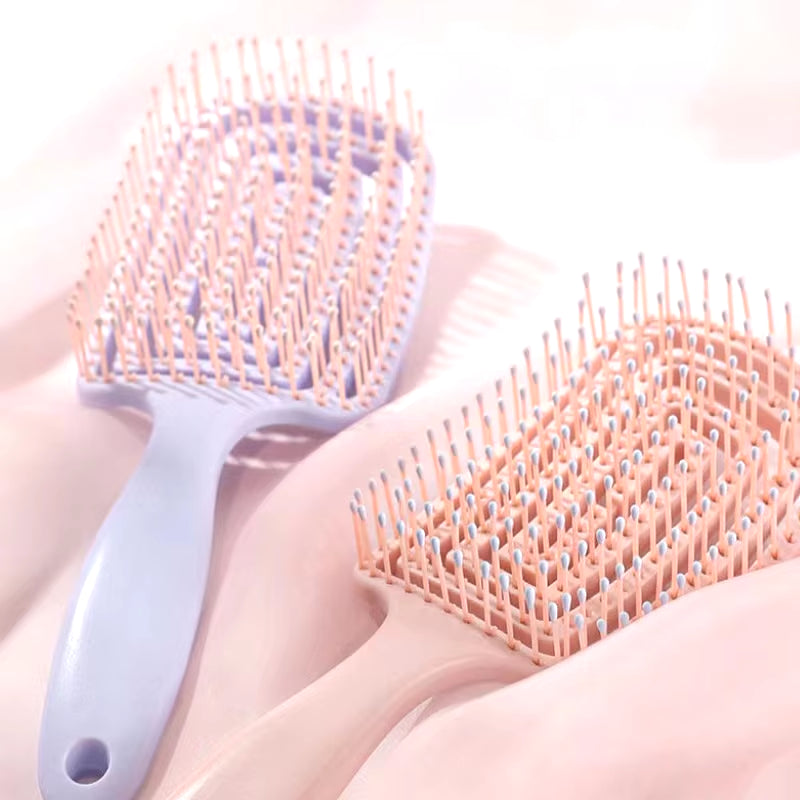 Elastic Massage Hair Brush – Hollow Scalp Detangling Comb for Fast Blow-Dry & Styling