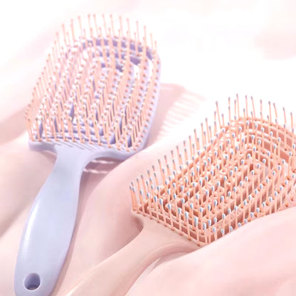 Elastic Massage Hair Brush – Hollow Scalp Detangling Comb for Fast Blow-Dry & Styling