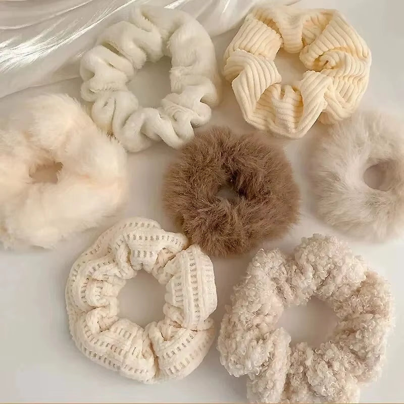 7-Piece Plush Hair Scrunchies Set – Soft Hair Ties for Women & Girls perfect for Winter