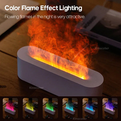 Essential Oil Diffuser & Flame Humidifier – Ultrasonic Air Mist with Realistic Fire Effect, RGB Night Light, Aromatherapy Home & Office