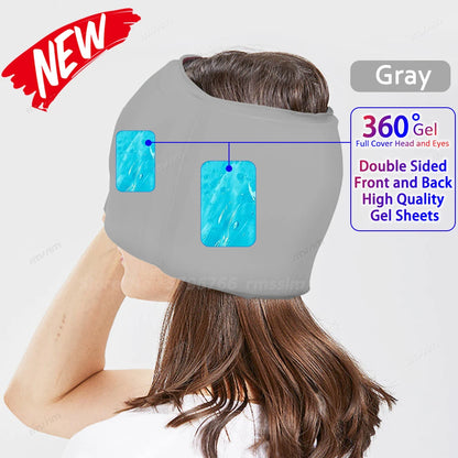 Hot & Cold Gel Head Massager Cap – Migraine & Headache Relief Hat with Eye Mask for Stress, Sinus & Pain Therapy
