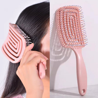 Elastic Massage Hair Brush – Hollow Scalp Detangling Comb for Fast Blow-Dry & Styling