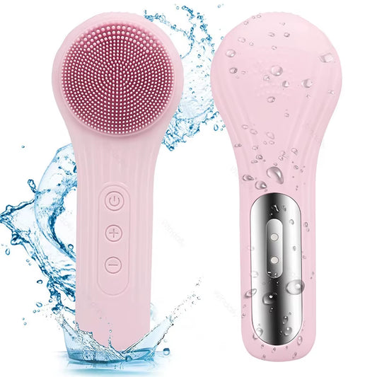 Sonic IPX7 Facial Cleansing Brush – Waterproof Silicone Exfoliator & Vibration Massager for Deep Clean