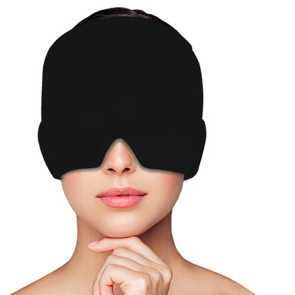 Hot & Cold Gel Head Massager Cap – Migraine & Headache Relief Hat with Eye Mask for Stress, Sinus & Pain Therapy
