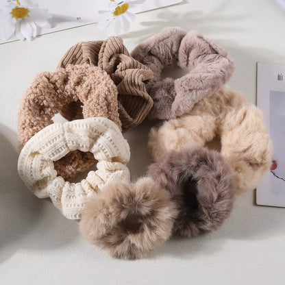 7-Piece Plush Hair Scrunchies Set – Soft Hair Ties for Women & Girls perfect for Winter