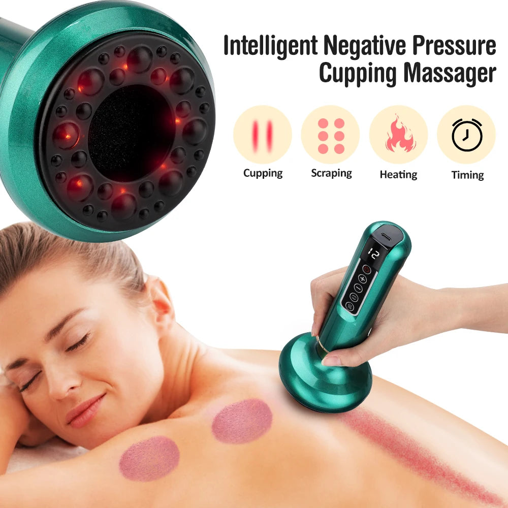 Electric Cupping & Guasha Massager | Infrared Heat Vacuum Suction Anti-Cellulite Slimming Massage Therapy