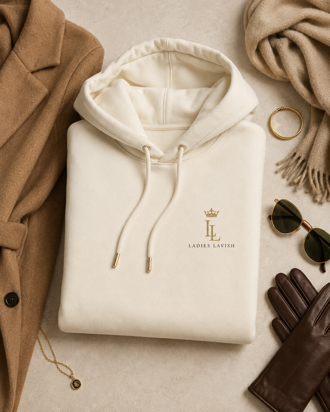 Ladies Lavish signature tee in an autumn city campaign